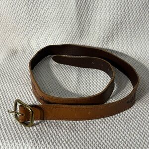 BELT Tan Leather with Engraved Flowers and Brushed Bronze Coloured Buckle